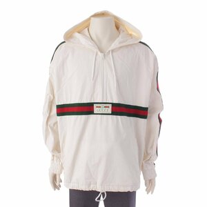 【グッチ】Gucci　メンズ ロゴラベル コットン キャンバス ウインドブレーカー 594861 ホワイト 52 【中古】【正規品保証】195150