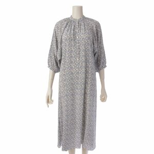 【セリーヌ】Celine　FOLK DRESS IN PRINTED SILK CREPON 花柄 シルク ワンピース 2R091757L ブルー 36 【中古】【正規品保証】198788