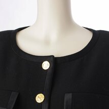 【シャネル】Chanel　象コインボタン ウール ノーカラー ジャケット 20639 ブラック 36 【中古】【正規品保証】196392_画像5