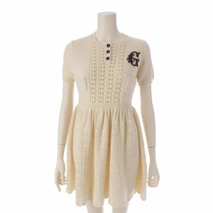 [ Gucci ]Gucci G Logo embroidery short sleeves wool knitted One-piece dress 642084 ivory S [ used ][ regular goods guarantee ]199713