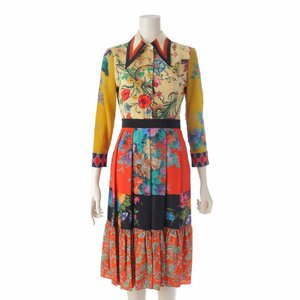 [ Gucci ]Gucci total pattern pixel bouquet silk dress One-piece 493518 multicolor 36 [ used ][ regular goods guarantee ]199717