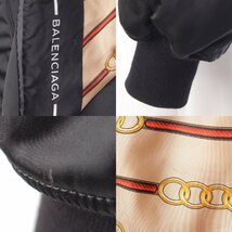 【バレンシアガ】Balenciaga 17年 MA-1 裏地総柄 スカーフ付き ボンバーブルゾン ジャンパー ブラック 38 【中古】199235_画像6