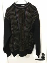 日本製　レオナール　ニット　セーター　派手柄　ブラック　L_画像1