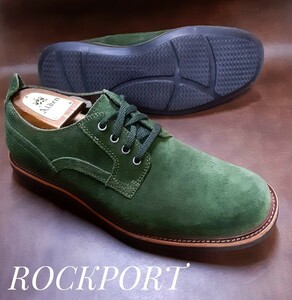 最値!良品!定17600円!最上位バックスキンレザー!ロックポート【ROCKPORT】大人のプレーントゥ UKデザイン シューズ!限定モカグリーン 26.5