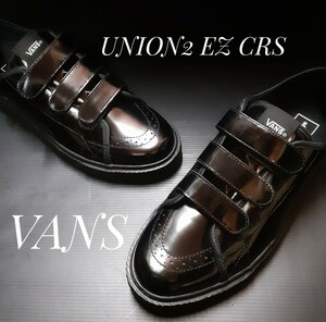 最値!新品!復刻クリーパーソール!バンズ【VANS】ユニオン 2 EZ CRS ベロクロ エナメルレザー スニーカー!名作デザインロッカーズ!黒 27cm