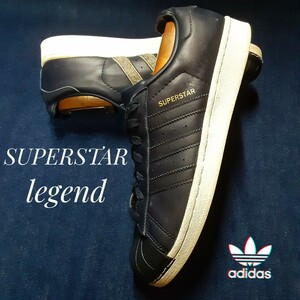  most price!17 year made!.14300 jpy! reissue navy cap tu! Adidas Originals super Star high class kau leather sneakers! navy blue white! rare 25.5cm