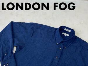 ☆送料無料☆ LONDON FOG ロンドンフォグ USA直輸入 長袖 胸ポケット付き ボタンダウン シャツ メンズ L ネイビー トップス 中古 即決