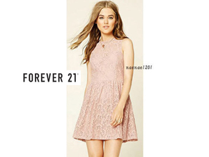 FOREVER21　フラワー レース ワンピース くすみピンク 数回使用の美品 ノースリーブ キャバクラ ドレス パーティーにも