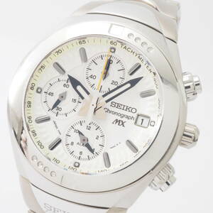 セイコー エムエックス クロノグラフ 7T62-0A40 F0 SEIKO MX Chronograph デイト クォーツ 白文字盤 メンズ 男性 腕時計[150604-BK8