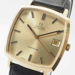 オメガ ジュネーブ オートマチック Ref,162.0052 Cal,1012 OMEGA Geneve デイト 自動巻 ゴールド 革ベルト ボーイズ腕時計[37298172-BO4