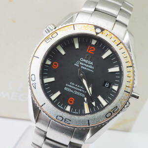 【希少品】オメガ シーマスタープラネットオーシャンRef,168.1653 Cal,2500 2209.50 OMEGA Seamasterデイト自動巻 黒 男性+箱[81041987-ZE8