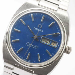 オメガ シーマスター オートマチック Ref,166.0216 Cal,1012 OMEGA Seamaster デイデイト 自動巻 青文字盤 メンズ 男性腕時計[33805001-AQ2