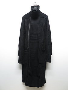 SALE30%OFF/nude:masahiko maruyama ・ヌード:マサヒコマルヤマ/3GG ROUGH & BASIC SWITCHING KNIT HIGH NECK LONG CARDIGAN/Black・2