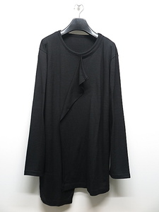 SALE30%OFF/Ground Y・グラウンドワイ/WASHABLE PLAIN STITCH DROOPING FRONT LONG T/BLACK・3