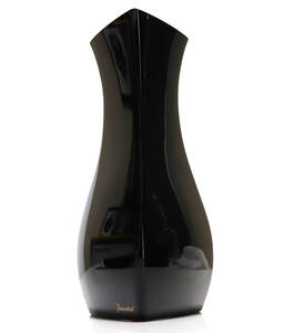 バカラ (BACCARAT) 20.8cm 1.2kg 漆黒 大型 花瓶 ブラッククリスタルガラス製 金彩文字 ゴールド 置物 黒 壺 ヴィンテージ クロムハーツ