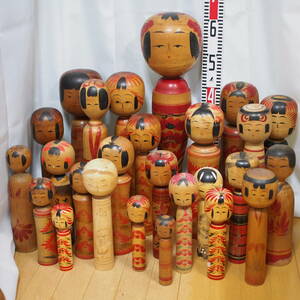 伝統こけし 26体 まとめ 遠刈田 昭三 昭二 平四郎 片倉富夫　最大63cm ガラ入りあり kokeshi doll 大量　現状品　管理番号426etc