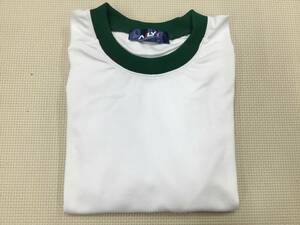 AL-HRGLL 新品【長吉西中学校】スポーツウェア サイズ LL /白×緑/半袖/丸襟/ラグラン袖/AILY/男女兼用/体操着/体操服/中学校/高校生