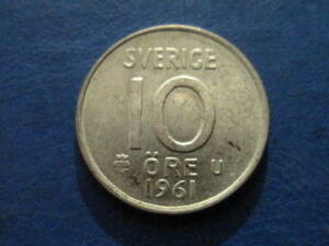 ☆送料無料【スウェーデン銀貨：1961年10オーレ、カタログ値（1.44ｇsilver400）】銀貨　J003☆