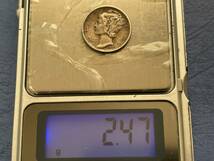 ☆送料無料【アメリカ銀貨：1942年（S）1ＤＩＭＥ（10セント）、マーキュリー、カタログ値（2.5ｇ、silver900）】銀貨　J021☆_画像4