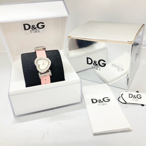  D&G ドルチェアンドガッバーナ ハートラインストーン シルバー純正革ベルト クォーツ レディース腕時計