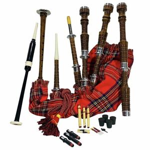 バグパイプ 管楽器　BAGPIPES チューターブック　キャリングバッグ付き アイリッシュ ハイランド タータンチェック ローズウッド