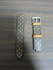 送料無料☆LOUIS VUITTON/ルイヴィトン モノグラム 尾錠付き 時計替えベルト/バンド R15131 タンブール 取り付け幅(約)20mm　中古