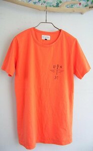 Tシャツ カットソー 半袖 ヴィンテージ風な生地感 並行輸入品 洗いざらし オレンジ M 03 M