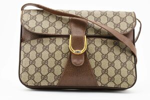 1円 GUCCI　ヴィンテージ　グッチ　オールドグッチ　GGプラス　PVC　レザー　ショルダーバッグ　斜めかけ　ロゴ　23-7799