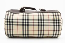 1円 BURBERRY バーバリー　ノバチェック　ハウスチェック　キャンバス　レザー　ハンドバッグ　筒型　ドラム　ロゴプレート　24-0109_画像3