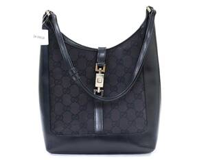 1円都 GUCCI グッチ　ジャッキー　GGキャンバス　レザー　ハンドバッグ　肩掛け　ショルダーバッグ　ロゴ金具　001.3876　24-19