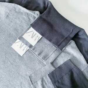 新品 セット ZARA BOYS ザラ ボーイズ キッズ 男の子 タートル ニット セーター 長袖 ブラック 黒 グレー 灰色 11-12歳 152 150 コットン