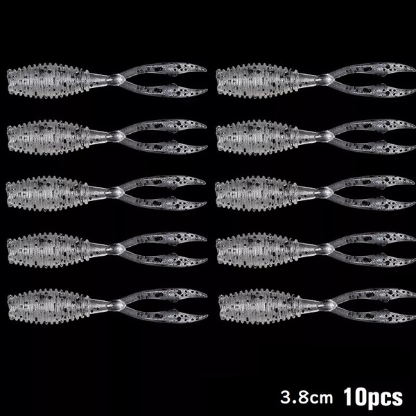 Vフライ風 アジング ワーム 黒ごまクリア 10個セット ソフトルアー メバリング 甲殻類 アミ エビ カニ イカ タコ 根魚 ロックフィッシュ