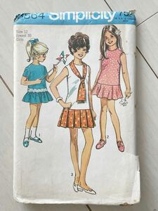 70's NY シンプリシティ 女の子服 型紙 ビンテージ 手芸雑貨 US 縫製 パターン 手作り ハンドメイド レトロ ガーリー 衣装 ブロカント 希少