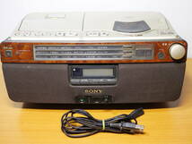 ソニー SONY　CDラジオカセットコーダー　CFD-A100TV　木目/CDラジカセ　ジャンク_画像1