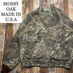 USA製 MOSSY OAK モッシーオーク リアルツリーカモフラ ジャケット ブルゾン スイングトップ 迷彩 古着 メンズ 木目柄 総柄 アメリカ製