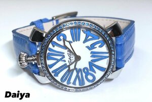 新品 GaGa MILANO ガガミラノ 腕時計 正規品 マヌアーレ 35MM ストーンズ クオーツ レディース 女性 日常生活防水 レザーベルト ブルー