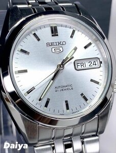 新品 SEIKO セイコー 正規品 腕時計 SEIKO5 セイコー5 オートマチック 自動巻き 防水 アナログ カレンダー ステンレス シルバー プレゼント