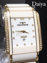 新品 TECHNOS テクノス 正規品 ゴールド ホワイト カレンダー クォーツ アナログ腕時計 多機能腕時計 3気圧防水 サファイアクリスタル_画像1