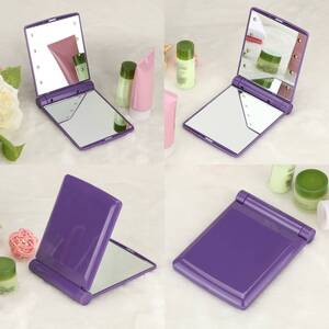  folding hand-mirror compact mirror LED lighting attaching purple 