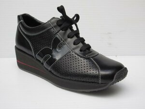  sale 23.5cm VITA NOVAbitanoba6967 black /C woman lady's original leather casual walking shoes leather sneakers Wedge sole 