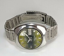 ジャンク 腕時計 CITIZEN ELECTRONIC COSMOTRON 7800-870263 TA グリーン盤カット風防ガラス 純正バンド_画像3