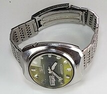 ジャンク 腕時計 CITIZEN ELECTRONIC COSMOTRON 7800-870263 TA グリーン盤カット風防ガラス 純正バンド_画像4