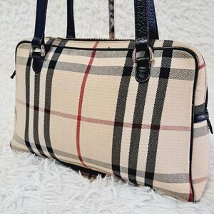 BURBERRY LONDON バーバリーロンドン 美品 ノバチェック ミニボストン ハンドバッグ 肩がけ ワンショルダー 牛革 レザー メガチェック