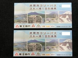 【大黒屋】 富士急ハイランド 遊園地フリーパス・スキー場1日引換券 2枚セット ペア 2024年5月31日まで 株主優待券 同梱可