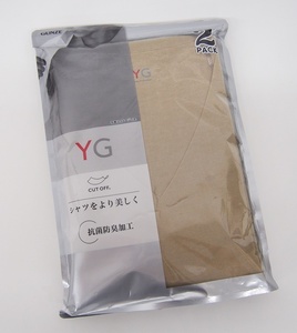 新品■GUNZE グンゼ YG カットオフ メンズ VネックTシャツ 肌着 L クリアベージュ 2枚 