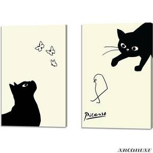 ピカソ 2枚セット アートパネル ねこの絵 模写 モダン インテリア 壁掛け 部屋飾り 装飾 キャンバス 絵画 アート 鑑賞 おしゃれ 模様替え