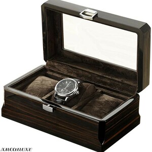 高級感のある ウォッチケース 腕時計 3本収納 木製 ブラック レイアウト アクセサリー コレクション 収納 ボックス ウッド ケース 腕時計