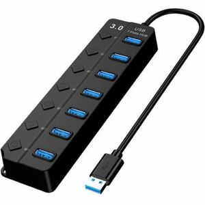 USB ハブ 7ポート USB3.0 ハブ ケーブル USB Hub 独立スイッチ付き USB拡張 バスパワー USB3.1 Gen1 5Gbps高速データ転送 在宅勤務 