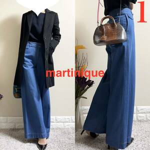 martinique Martini -k legs length beautiful legs wide buggy Denim 1 S high waste to Vintage blue 