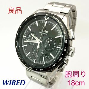 良品☆電池新品☆送料込☆セイコー SEIKO ワイアード WIRED クロノグラフ メンズ腕時計 ブラック VK63-K006 AGAW401
